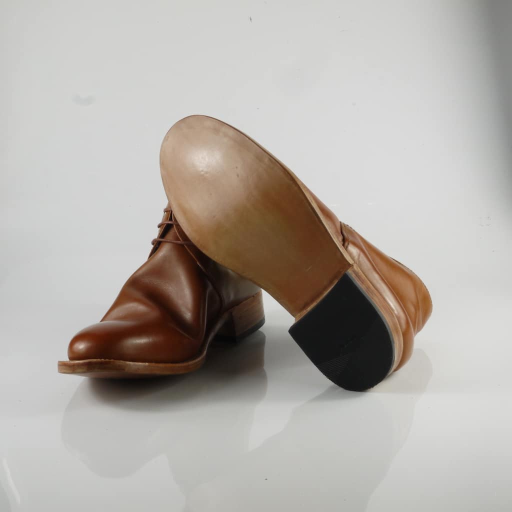 “手工焦糖色凹折效果查卡短靴”