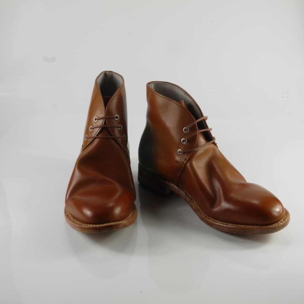 “手工焦糖色凹折效果查卡短靴”