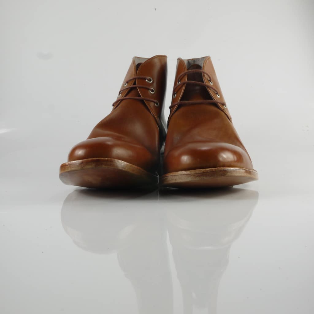 “手工焦糖色凹折效果查卡短靴”