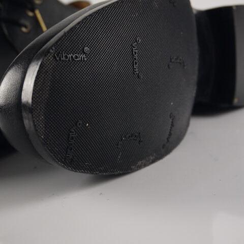 女用黑色拼接德比皮鞋