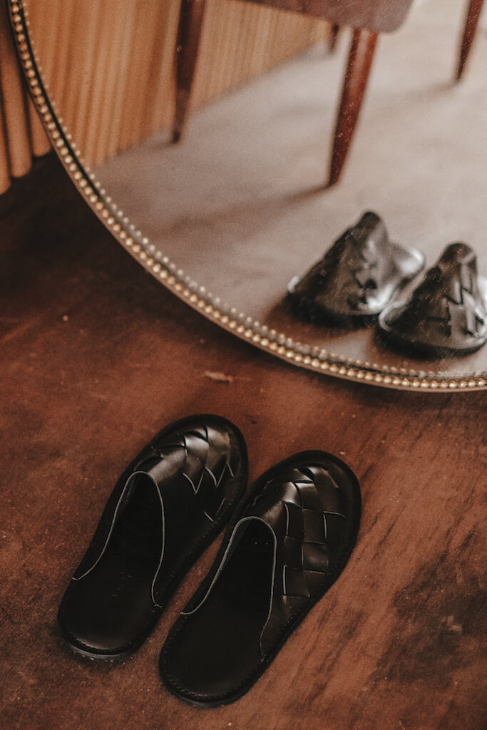 YWC 牛皮室內拖鞋 編織款